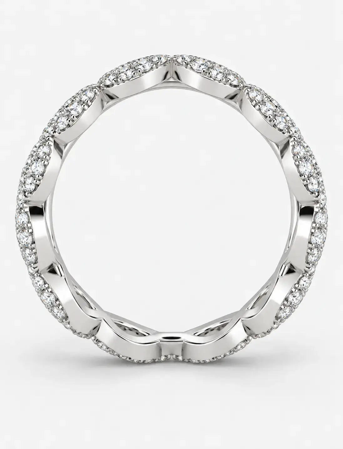 1.00 Ct Round Diamond Pavé Stackable Wedding Ring – Gold & Platinum
