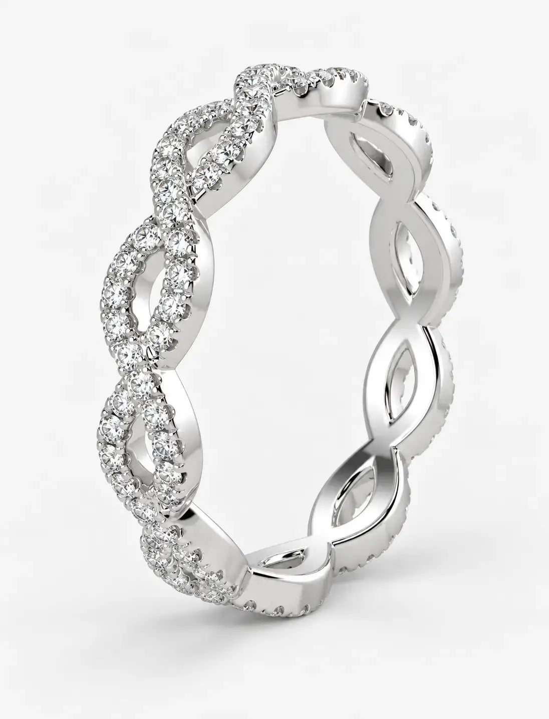 1.00 Ct Round Diamond Pavé Stackable Wedding Ring – Gold & Platinum