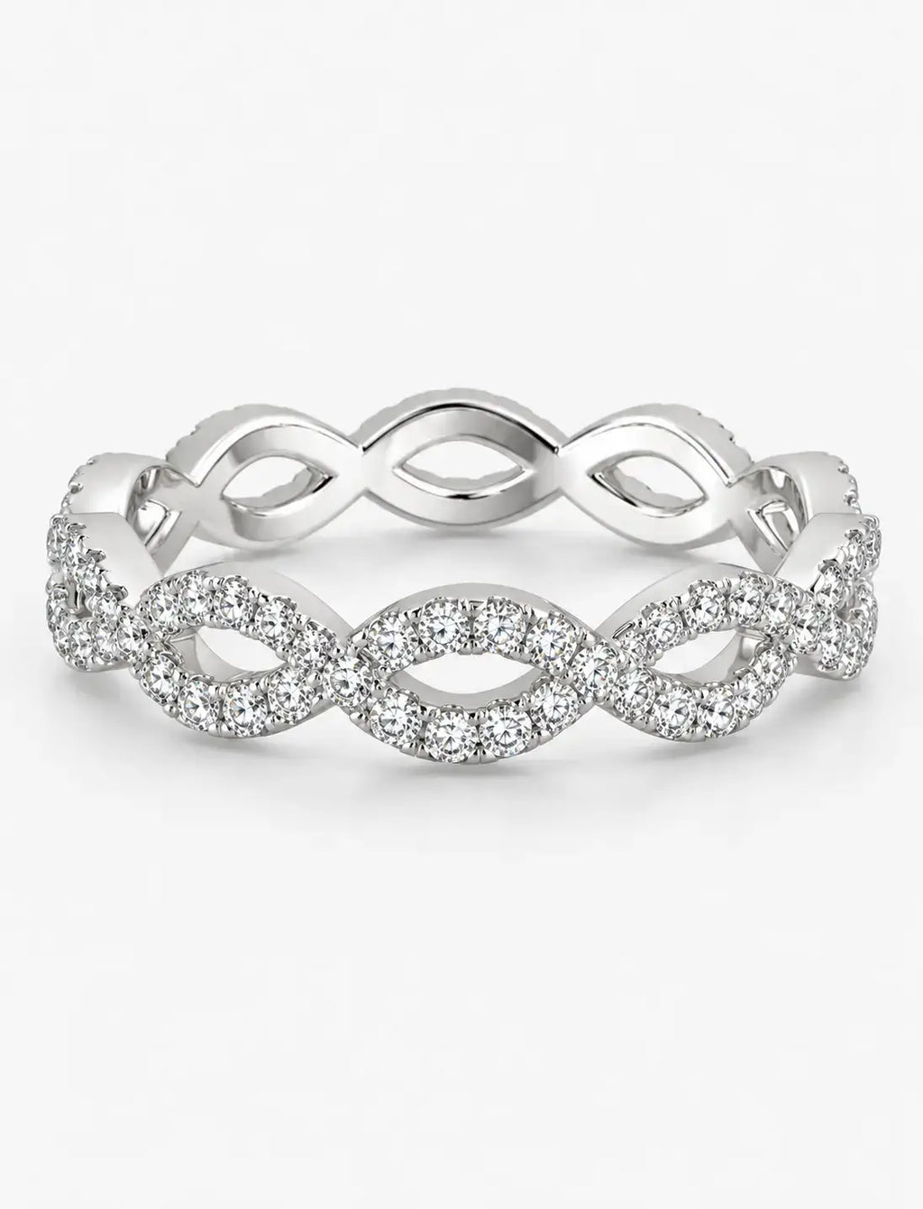 1.00 Ct Round Diamond Pavé Stackable Wedding Ring – Gold & Platinum