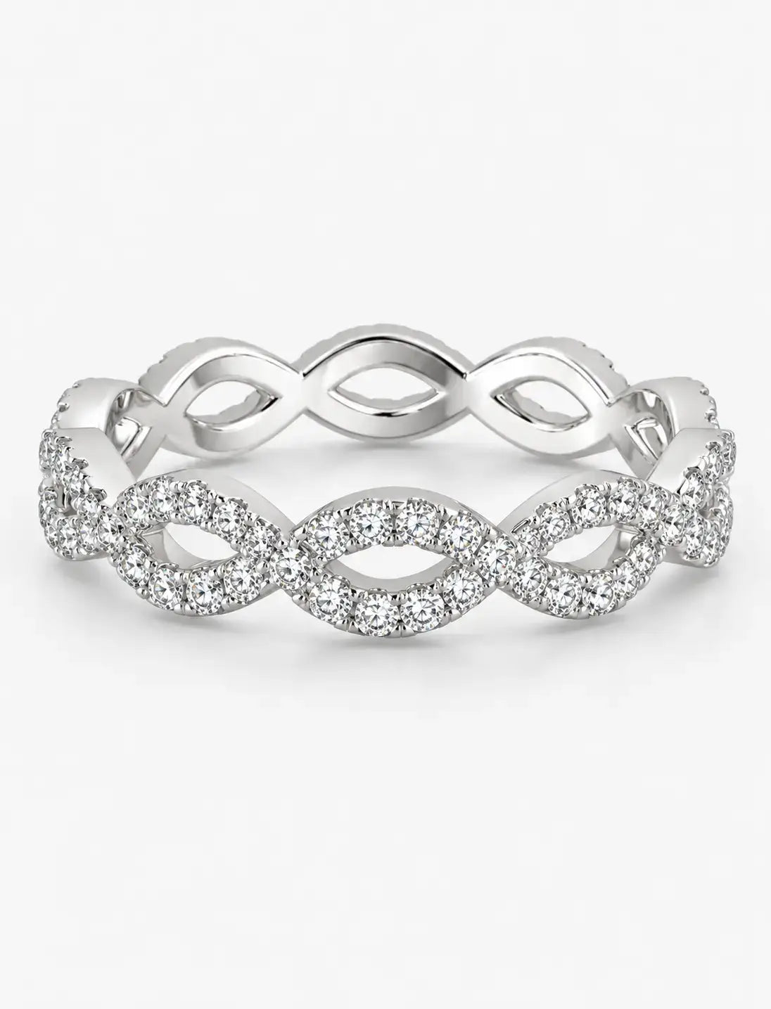 1.00 Ct Round Diamond Pavé Stackable Wedding Ring – Gold & Platinum