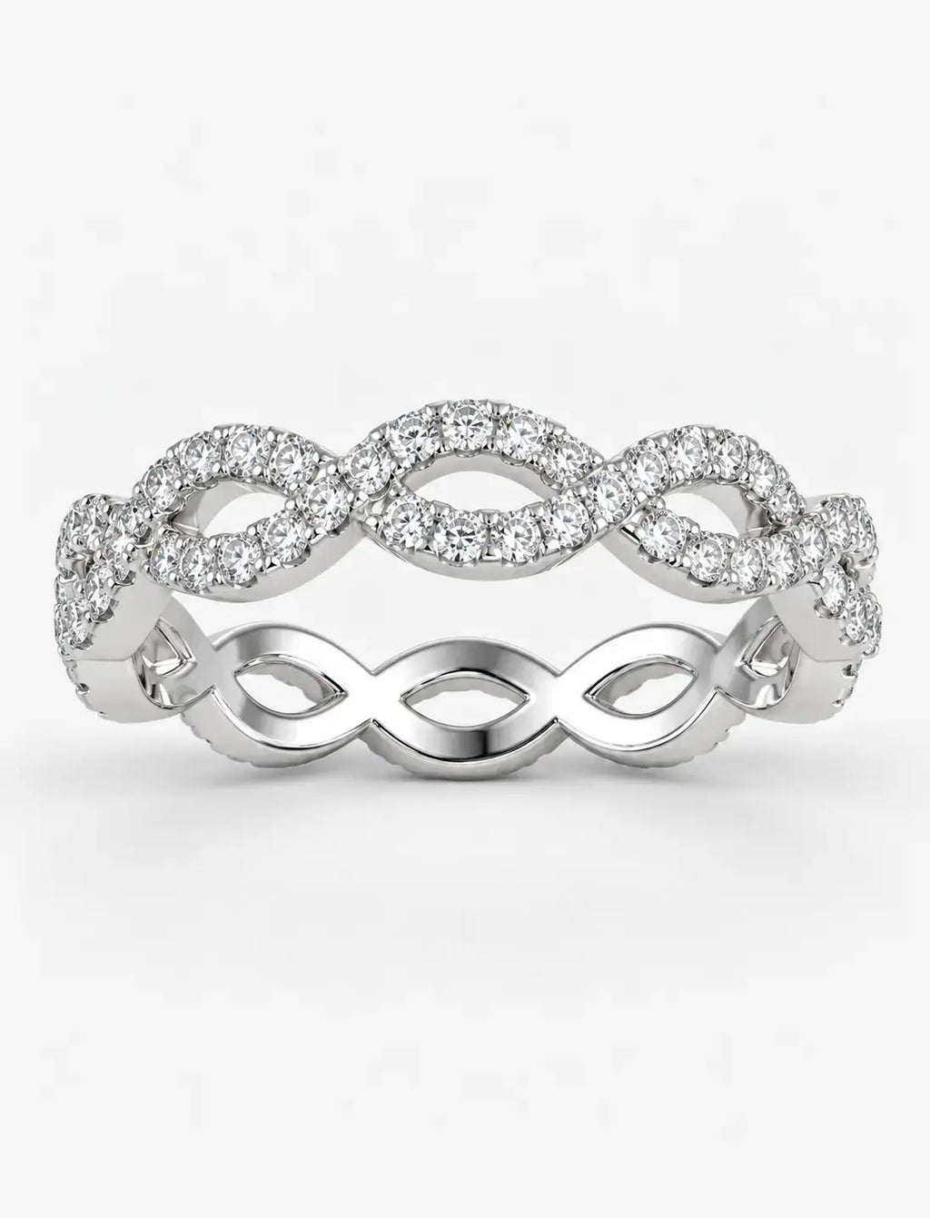 1.00 Ct Round Diamond Pavé Stackable Wedding Ring – Gold & Platinum
