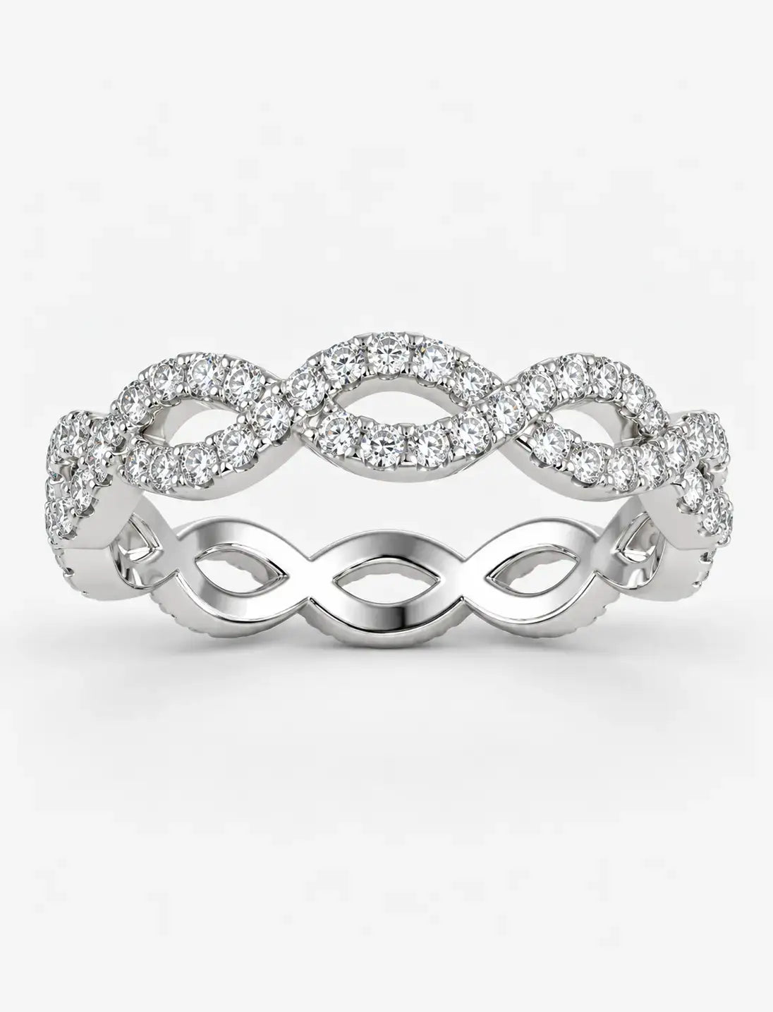 1.00 Ct Round Diamond Pavé Stackable Wedding Ring – Gold & Platinum