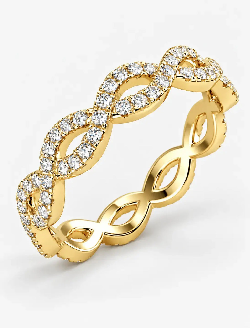 1.00 Ct Round Diamond Pavé Stackable Wedding Ring – Gold & Platinum