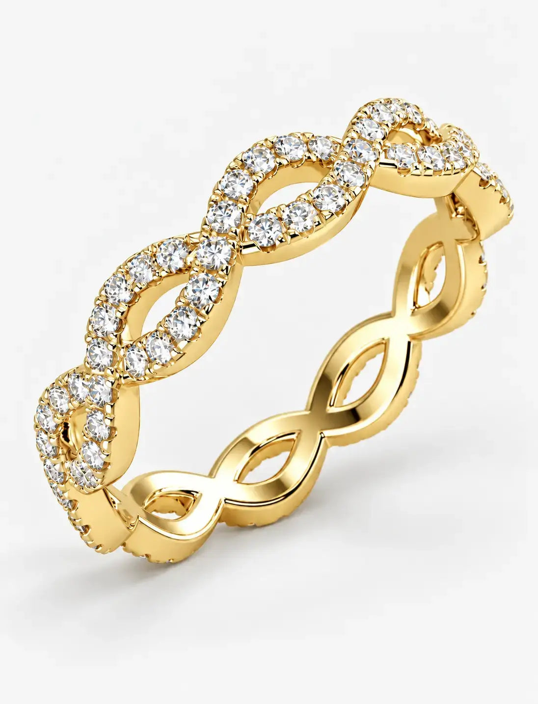 1.00 Ct Round Diamond Pavé Stackable Wedding Ring – Gold & Platinum