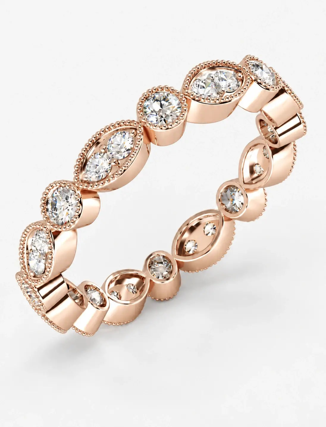 Round Diamond Milgrain Stackable 0.50 Carat Full Eternity Ring In Gold & Platinum