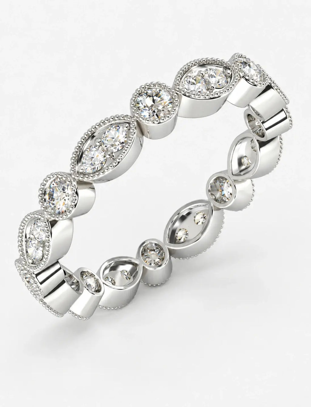 Round Diamond Milgrain Stackable 0.50 Carat Full Eternity Ring In Gold & Platinum