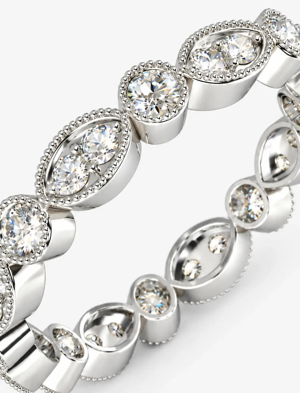 Round Diamond Milgrain Stackable 0.50 Carat Full Eternity Ring In Gold & Platinum