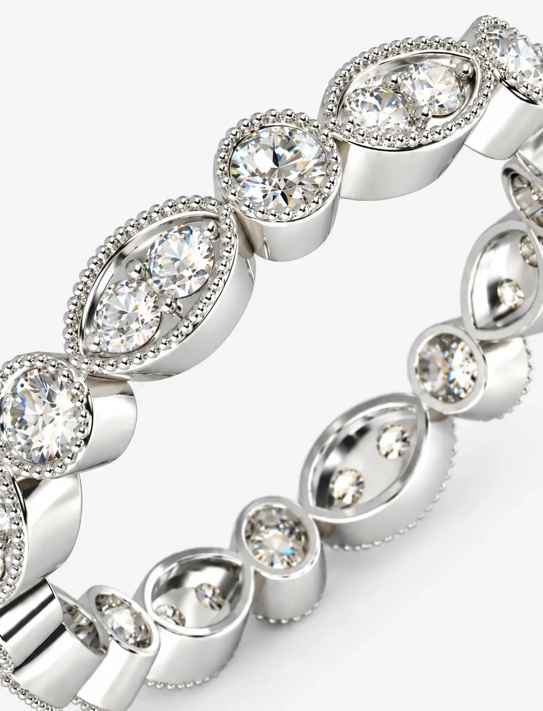 Round Diamond Milgrain Stackable 0.50 Carat Full Eternity Ring In Gold & Platinum