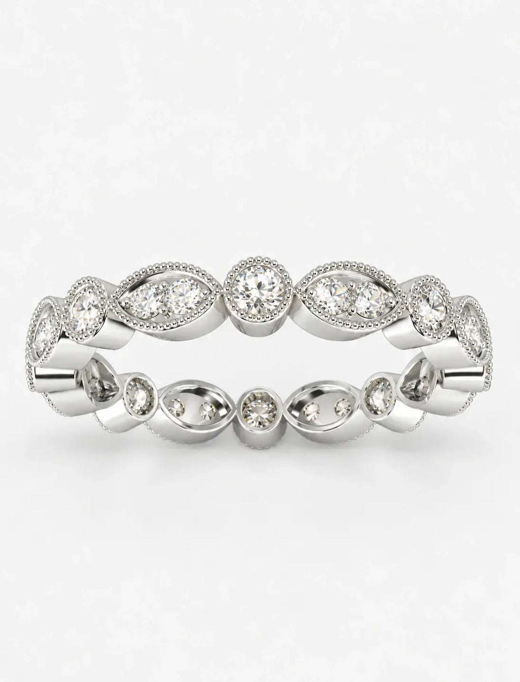 Round Diamond Milgrain Stackable 0.50 Carat Full Eternity Ring In Gold & Platinum
