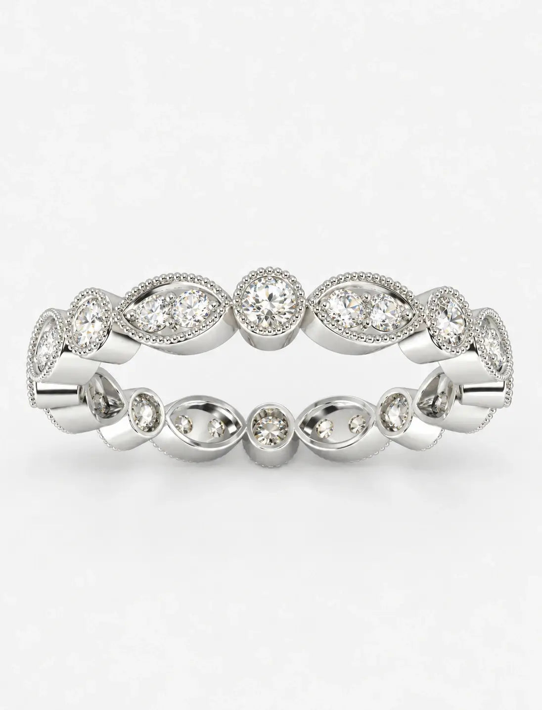 Round Diamond Milgrain Stackable 0.50 Carat Full Eternity Ring In Gold & Platinum