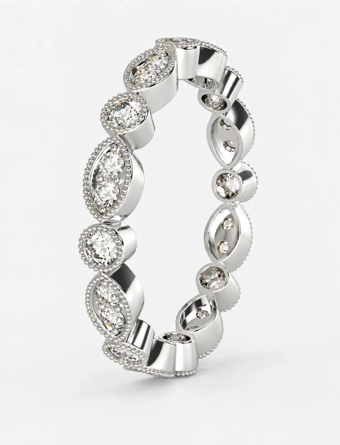 Round Diamond Milgrain Stackable 0.50 Carat Full Eternity Ring In Gold & Platinum