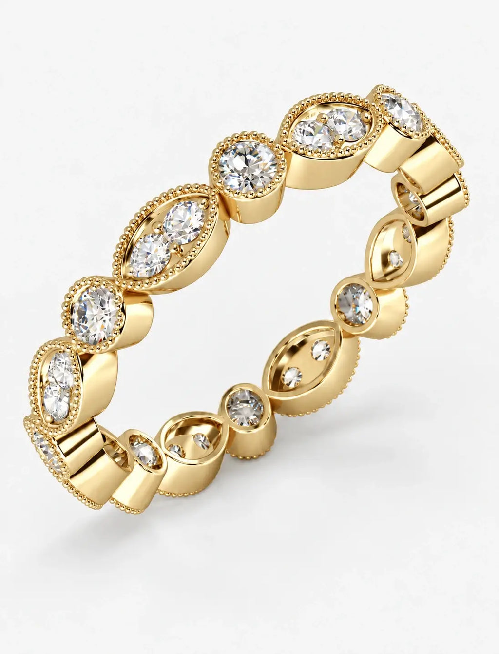 Round Diamond Milgrain Stackable 0.50 Carat Full Eternity Ring In Gold & Platinum