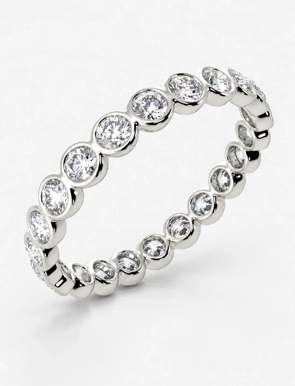 Round Diamond Bezel Set Full Eternity Wedding Full Eternity Ring in Gold & Platinum