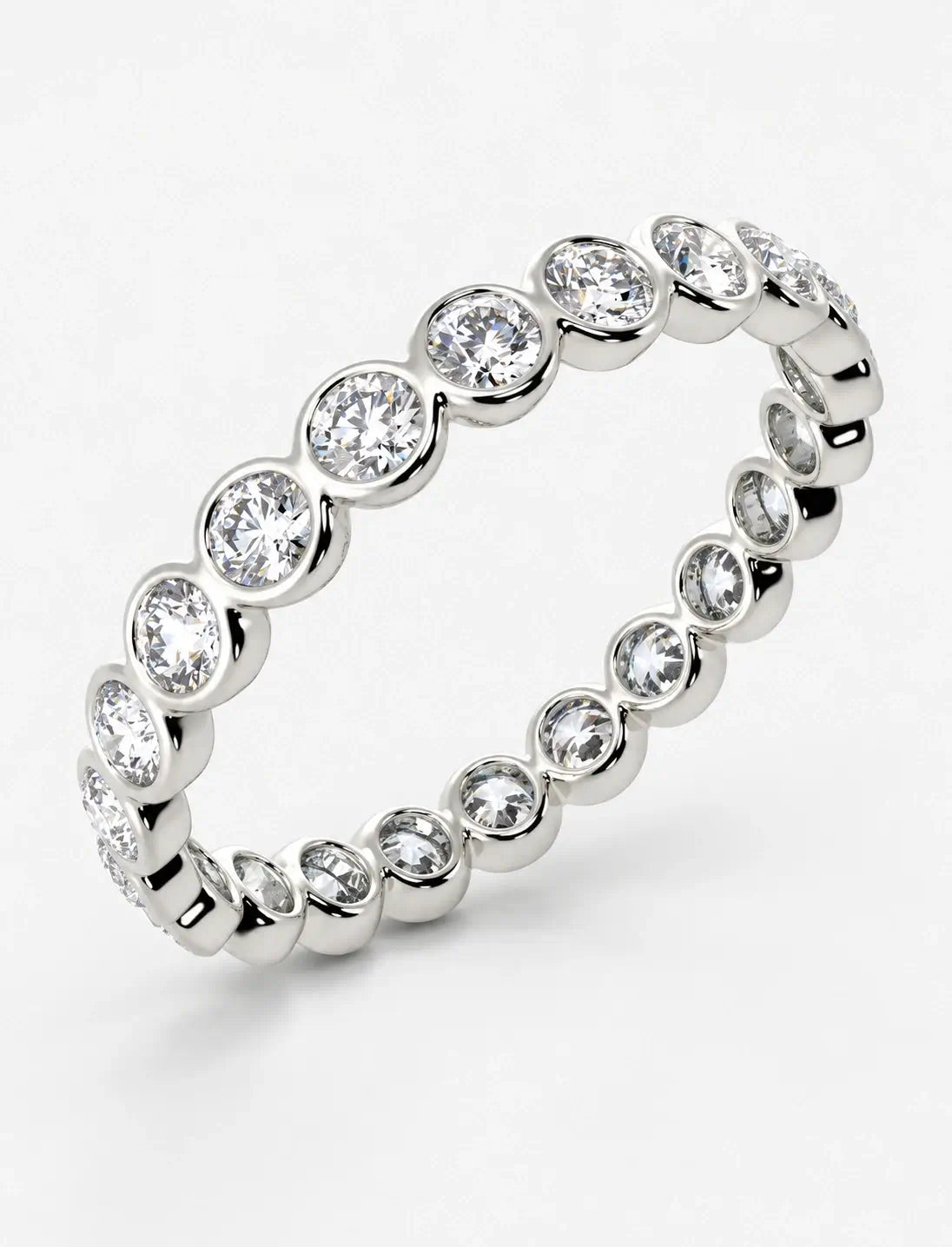 Round Diamond Bezel Set Full Eternity Wedding Full Eternity Ring in Gold & Platinum
