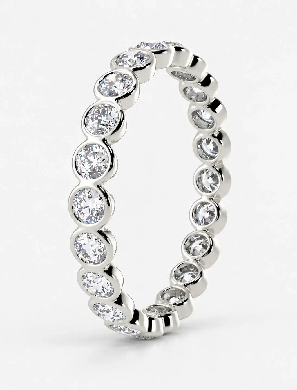 Round Diamond Bezel Set Full Eternity Wedding Full Eternity Ring in Gold & Platinum