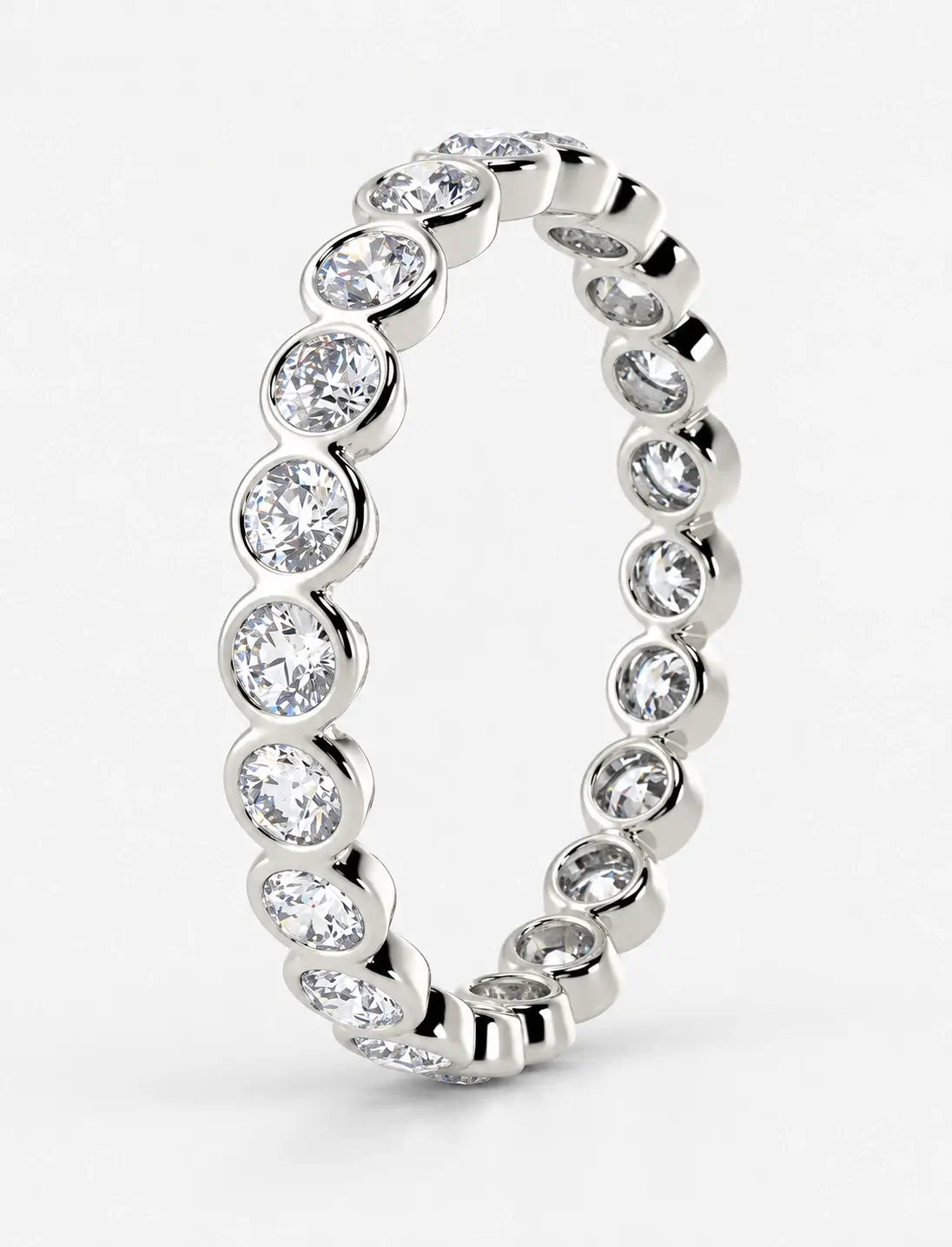 Round Diamond Bezel Set Full Eternity Wedding Full Eternity Ring in Gold & Platinum