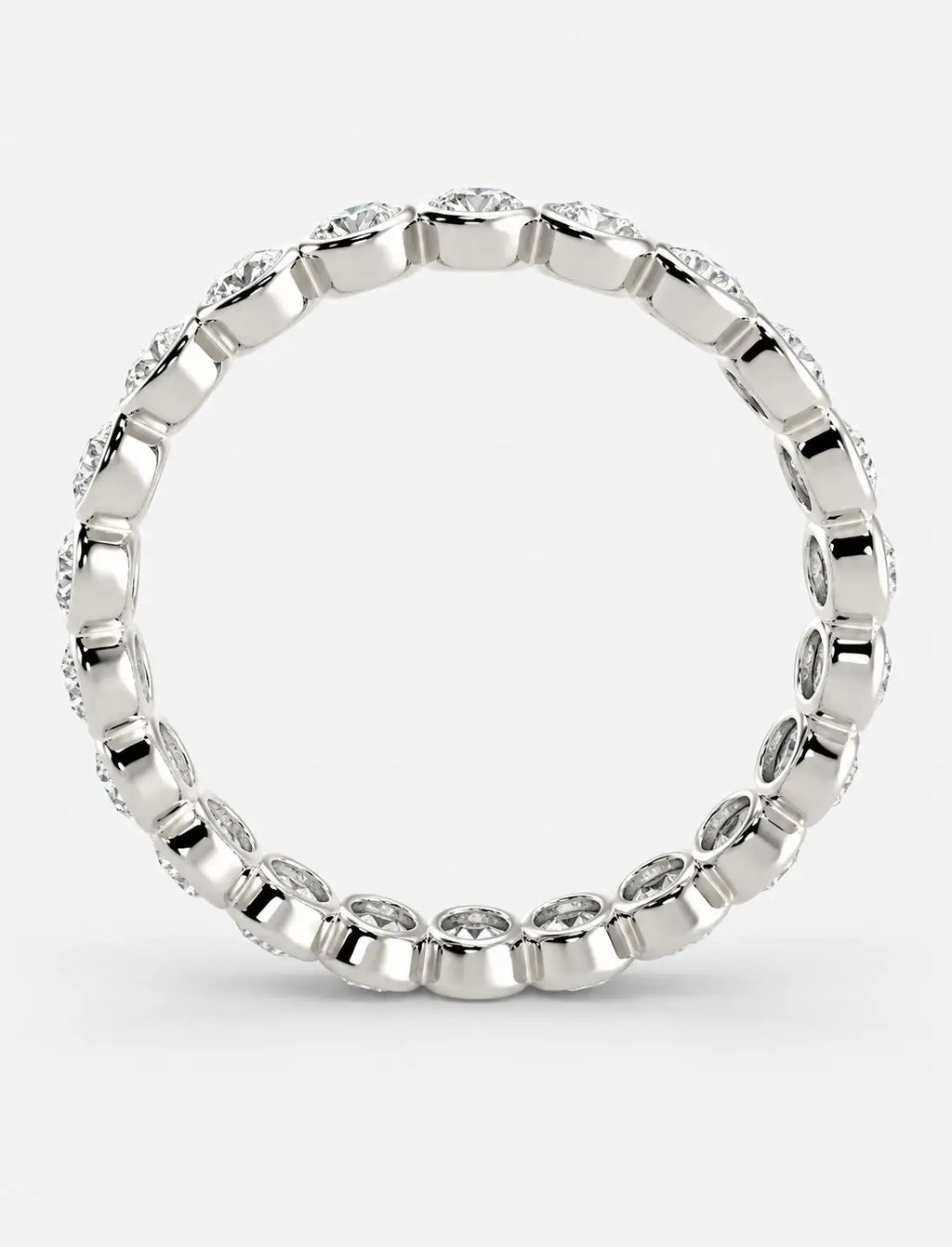 Round Diamond Bezel Set Full Eternity Wedding Full Eternity Ring in Gold & Platinum