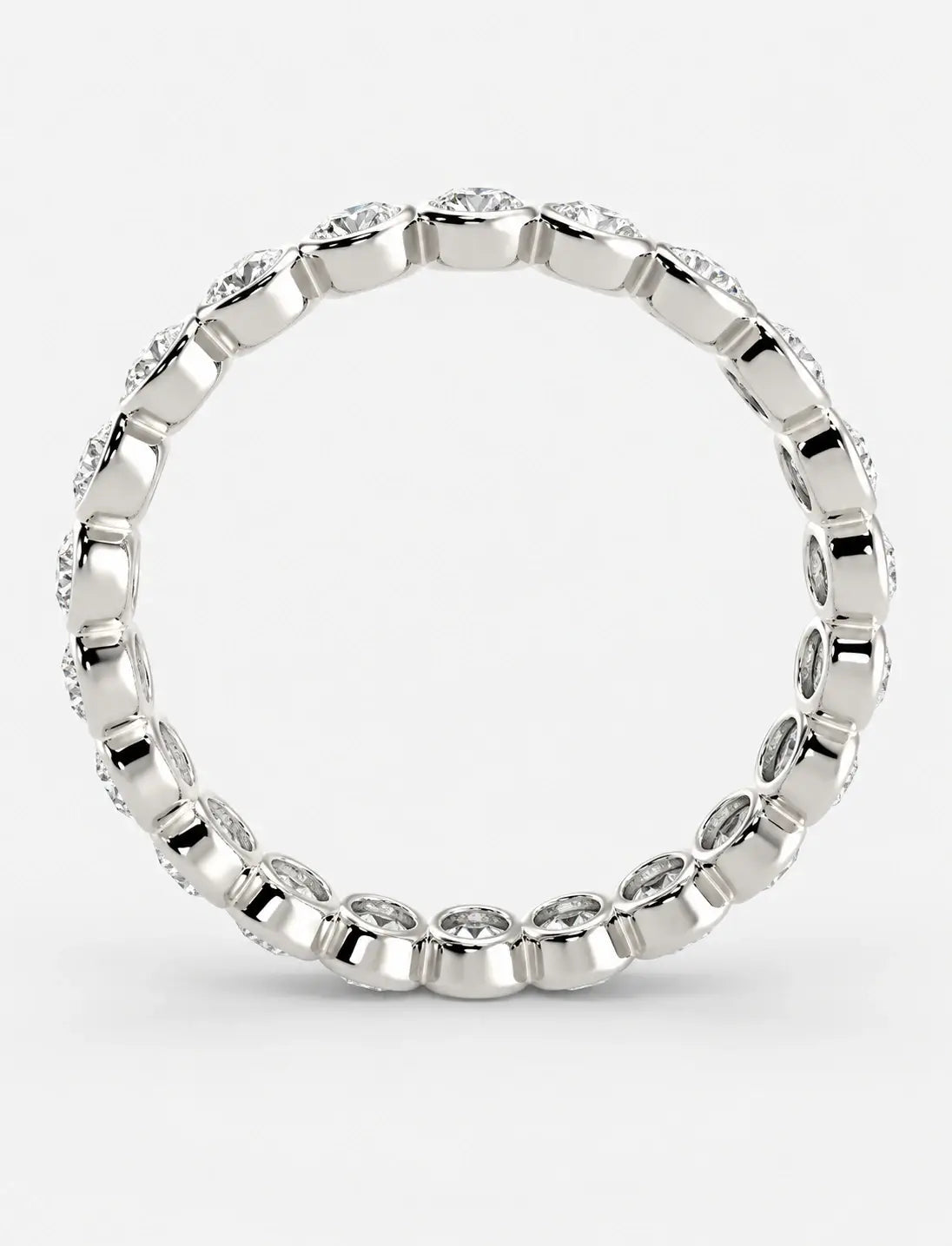 Round Diamond Bezel Set Full Eternity Wedding Full Eternity Ring in Gold & Platinum
