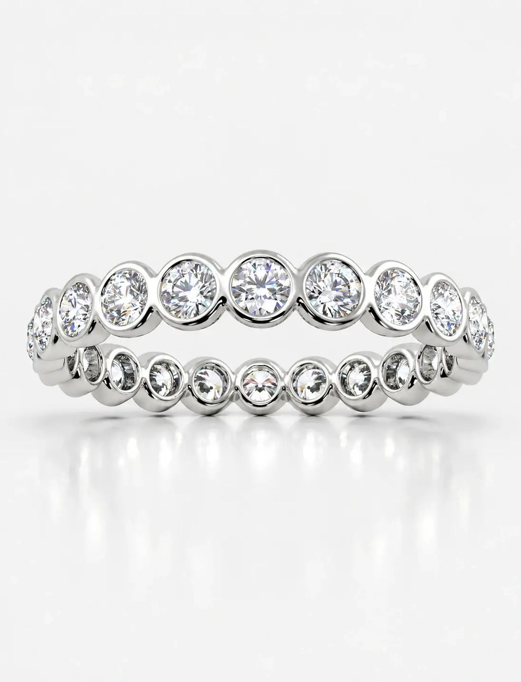 Round Diamond Bezel Set Full Eternity Wedding Full Eternity Ring in Gold & Platinum