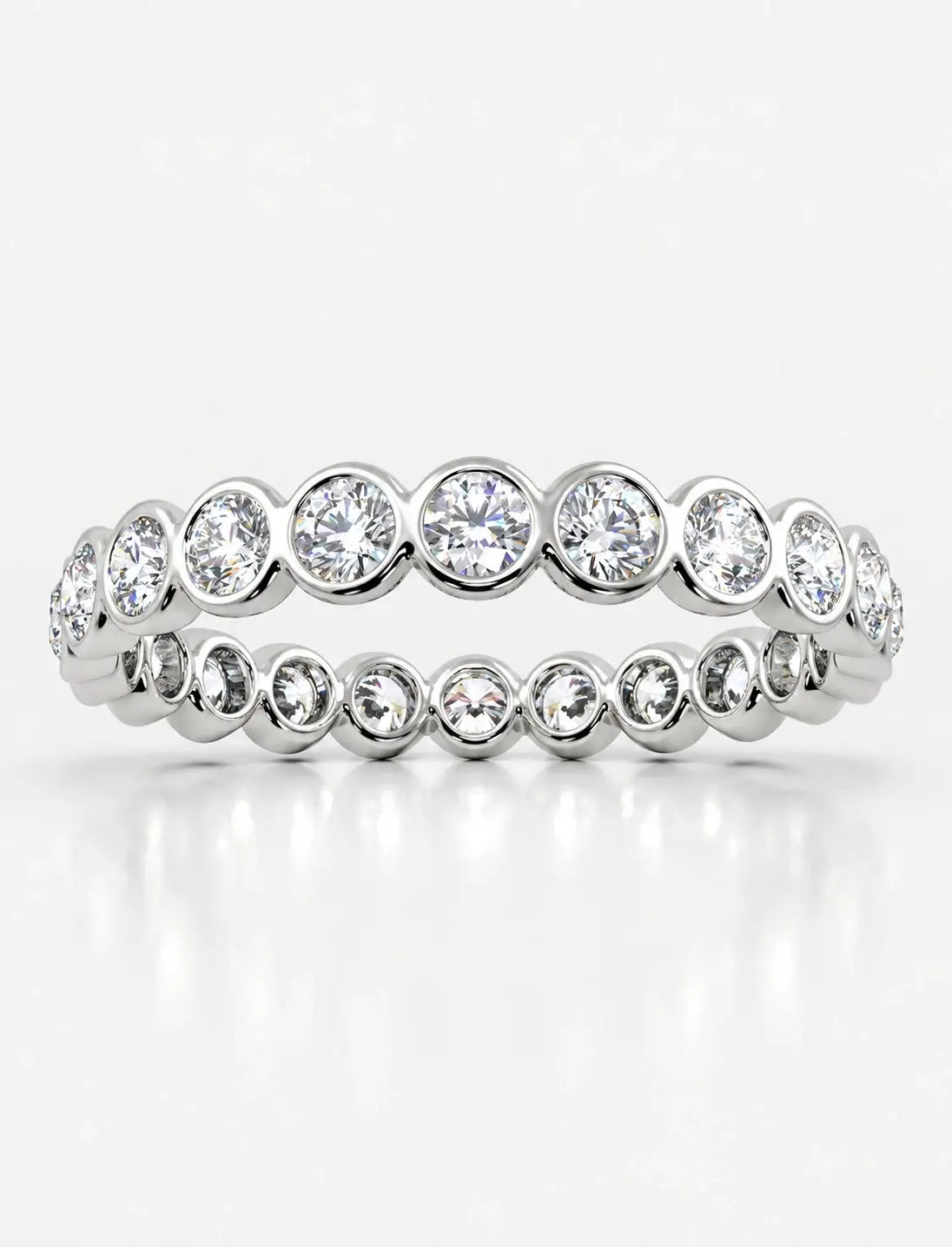 Round Diamond Bezel Set Full Eternity Wedding Full Eternity Ring in Gold & Platinum