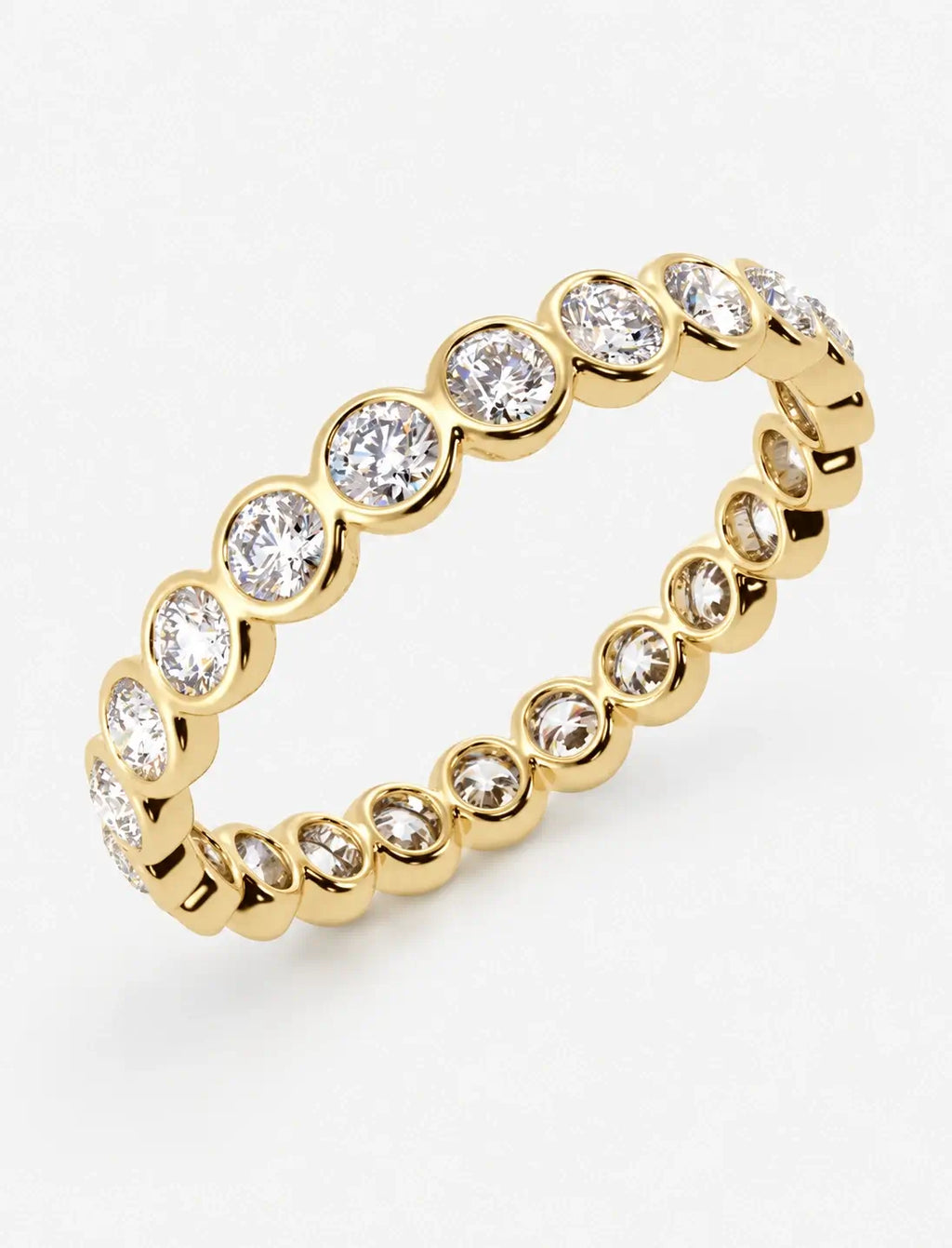 Round Diamond Bezel Set Full Eternity Wedding Full Eternity Ring in Gold & Platinum