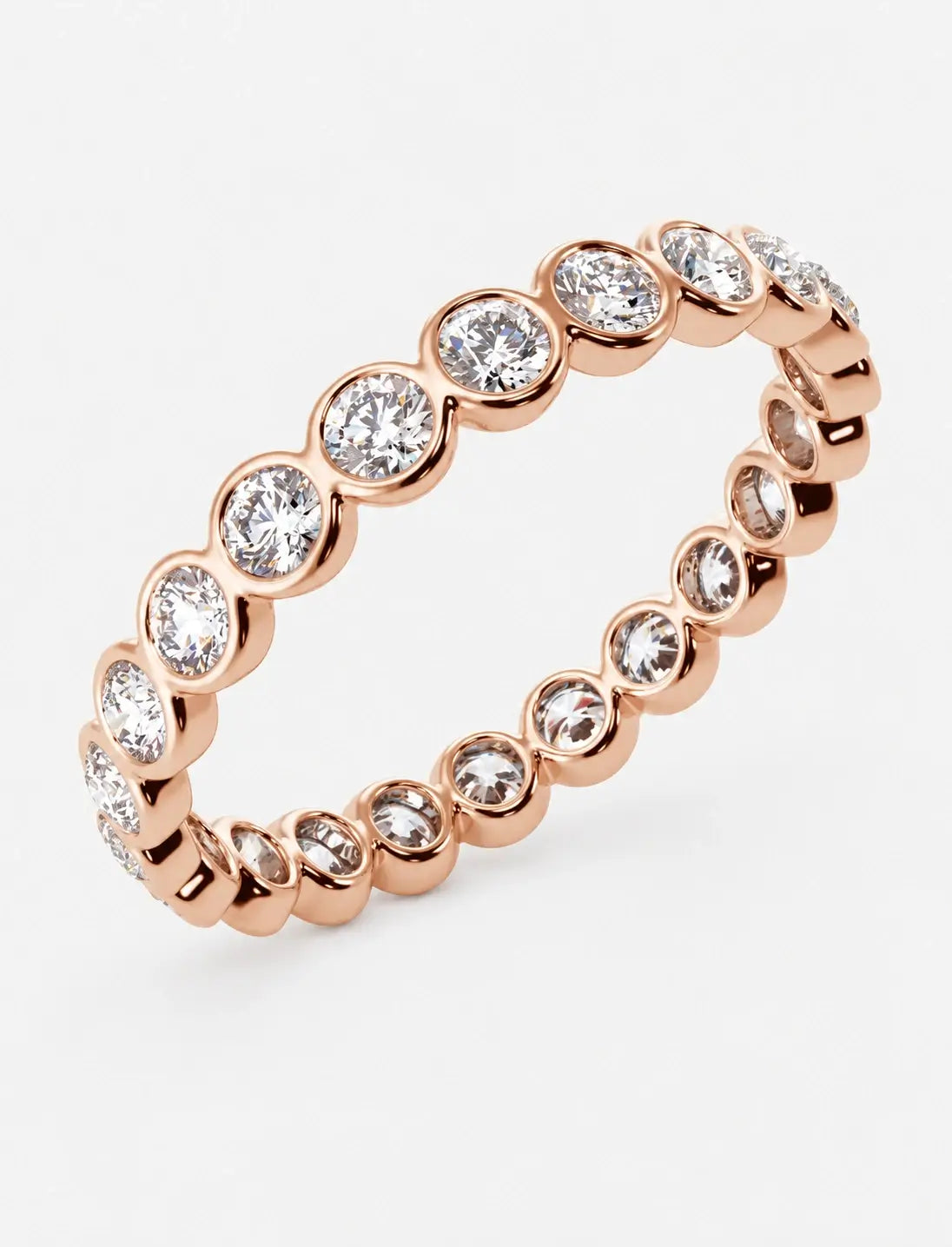 Round Diamond Bezel Set Full Eternity Wedding Full Eternity Ring in Gold & Platinum