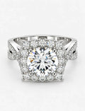 IGI Certified Lab Grown Round Diamond French Pavé Halo Infinity Split-Twist Engagement Ring in Gold & Platinum