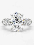 IGI Certified Lab Grown Oval Brilliant Diamond Solitaire Ring with Graduated Round Diamond Accents in Gold & Platinum