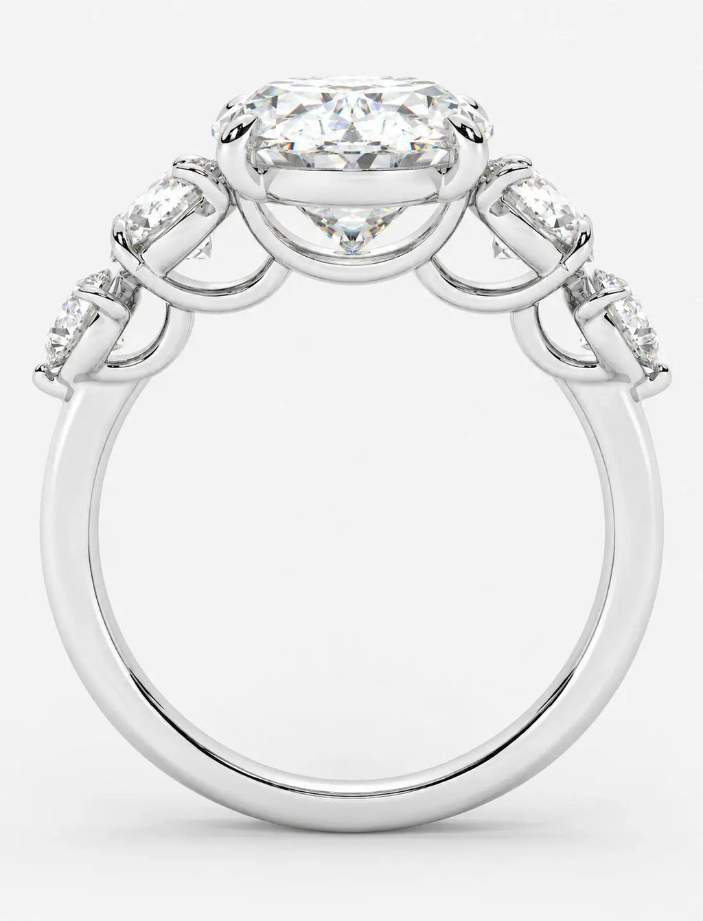 IGI Certified Lab Grown Oval Brilliant Diamond Solitaire Ring with Graduated Round Diamond Accents in Gold & Platinum