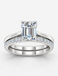 IGI Certified Lab Grown Emerald-Cut Solitaire Engagement Ring with Matching Pavé Wedding Band Set in Gold & Platinum – 1–4Ct