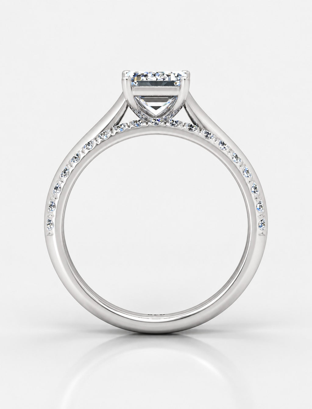 IGI Certified Lab Grown Emerald-Cut Engagement Ring with Stacked Pavé Wedding Bands in Gold & Platinum – 1–4Ct