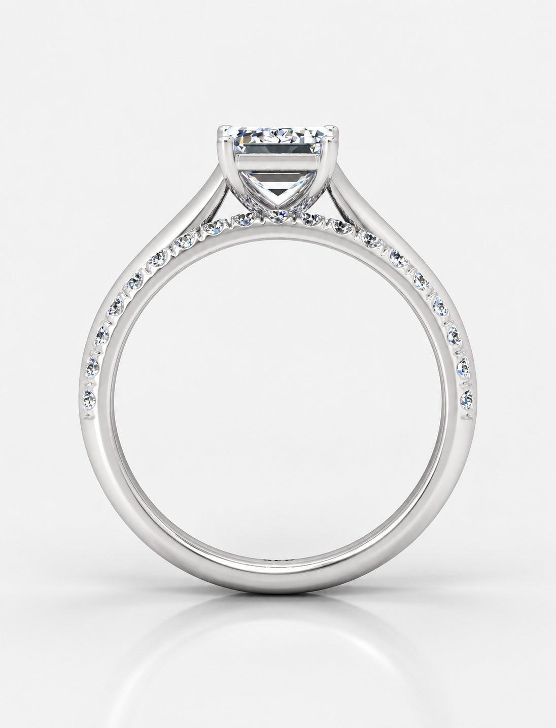 IGI Certified Lab Grown Emerald-Cut Engagement Ring with Stacked Pavé Wedding Bands in Gold & Platinum – 1–4Ct