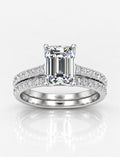 Secret Garden IGI Certified Lab Grown Emerald-Cut Engagement Ring with Stacked Pavé Wedding Bands in Gold & Platinum – 1–4Ct