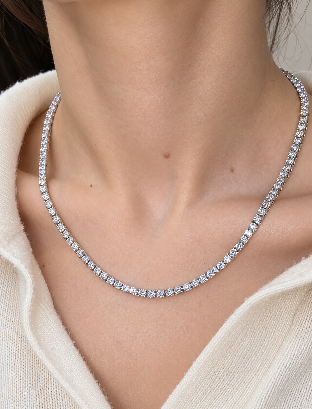 16 Ctw Round Lab-Grown Diamond Tennis Necklace in 9K Gold