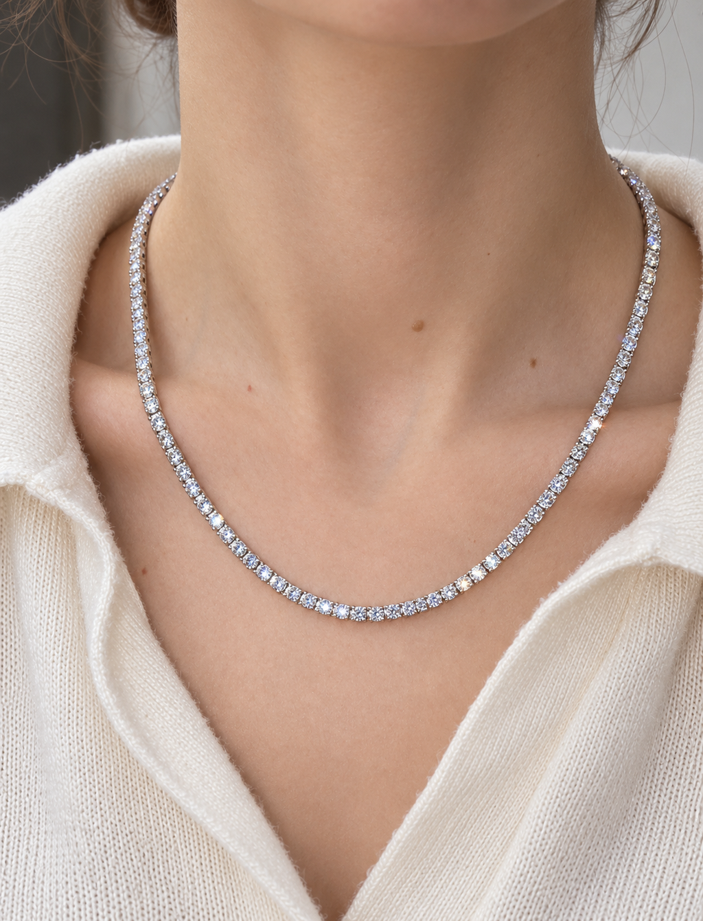 16 Ctw Round Lab-Grown Diamond Tennis Necklace in 9K Gold
