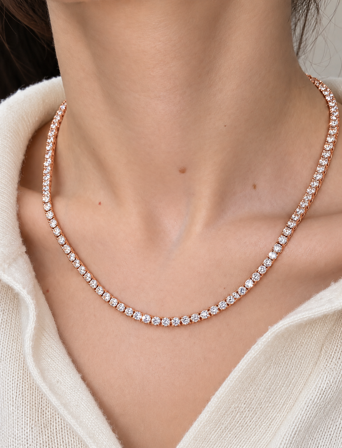 16 Ctw Round Lab-Grown Diamond Tennis Necklace in 9K Gold