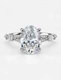IGI Certified Lab Grown Oval Brilliant Diamond Engagement Ring with Alternating Marquise & Round Band in Gold & Platinum