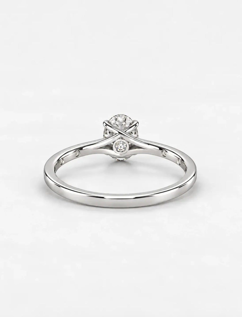 IGI Certified Lab Grown Oval Diamond Engagement Ring with Flush-Set Diamond Band in Gold & Platinum