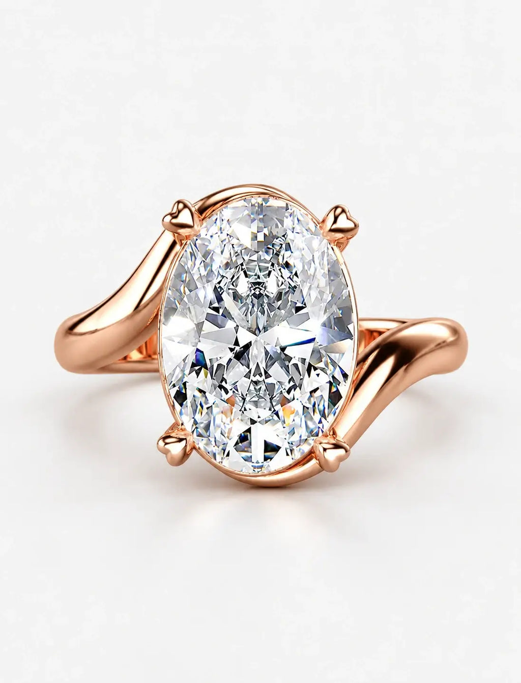 IGI Certified Lab Grown Oval Diamond Bypass Twist Solitaire Engagement Ring in Gold & Platinum