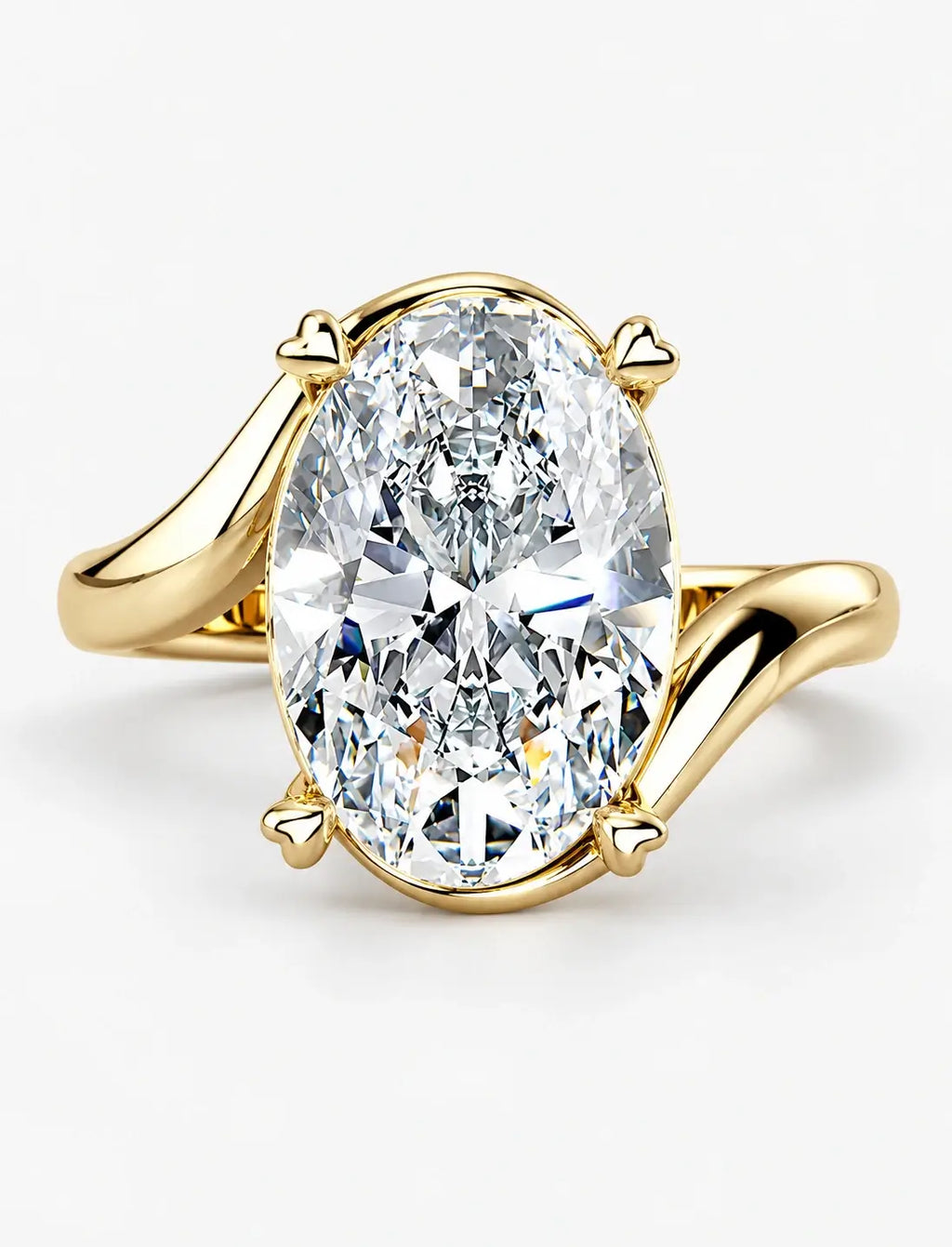 IGI Certified Lab Grown Oval Diamond Bypass Twist Solitaire Engagement Ring in Gold & Platinum