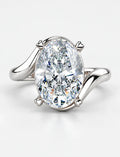 IGI Certified Lab Grown Oval Diamond Bypass Twist Solitaire Engagement Ring in Gold & Platinum