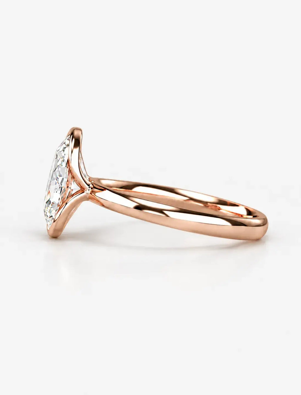 IGI Certified Lab-Grown Modern Minimalist Oval Bezel Solitaire Engagement Ring in Gold & Platinum