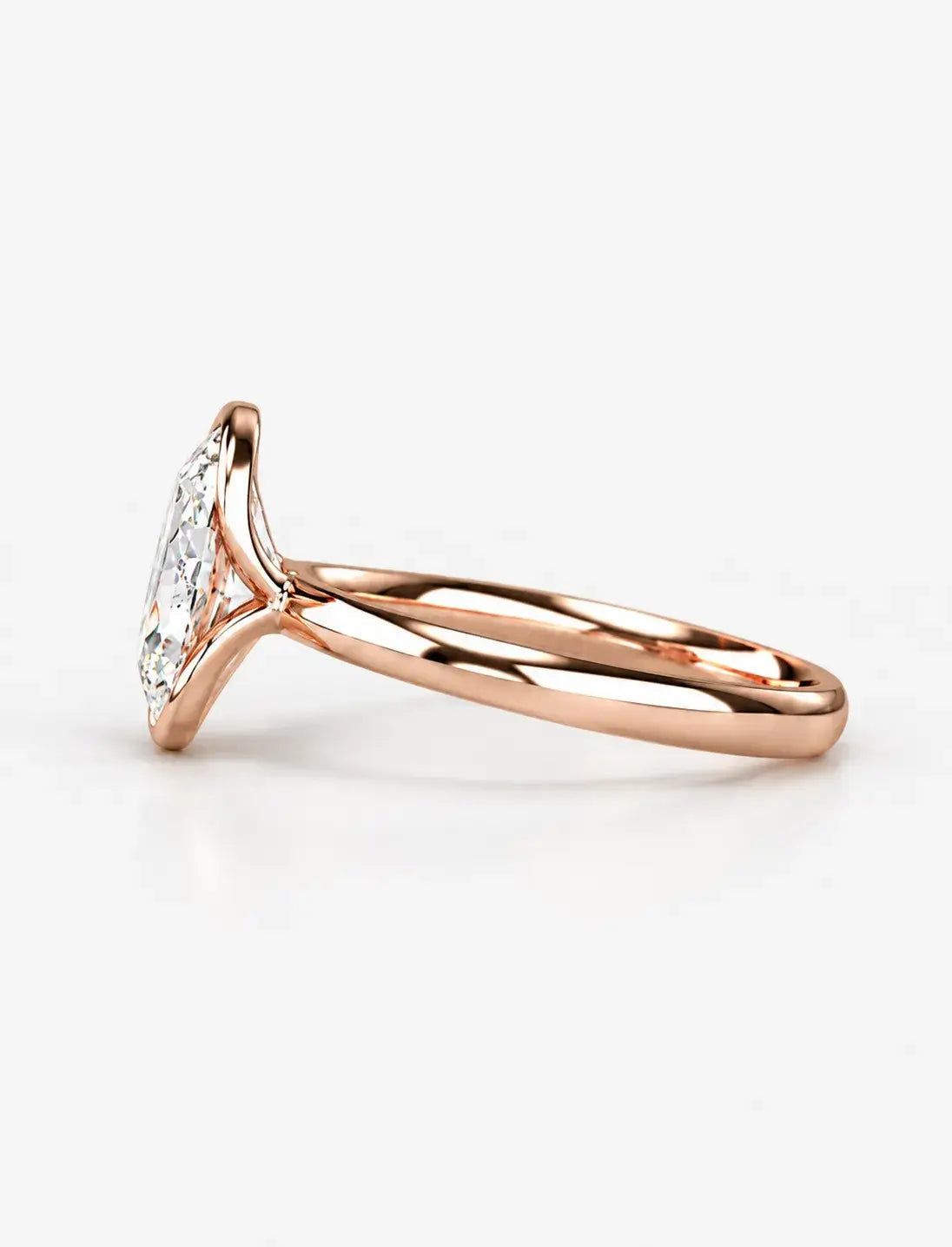 IGI Certified Lab-Grown Modern Minimalist Oval Bezel Solitaire Engagement Ring in Gold & Platinum
