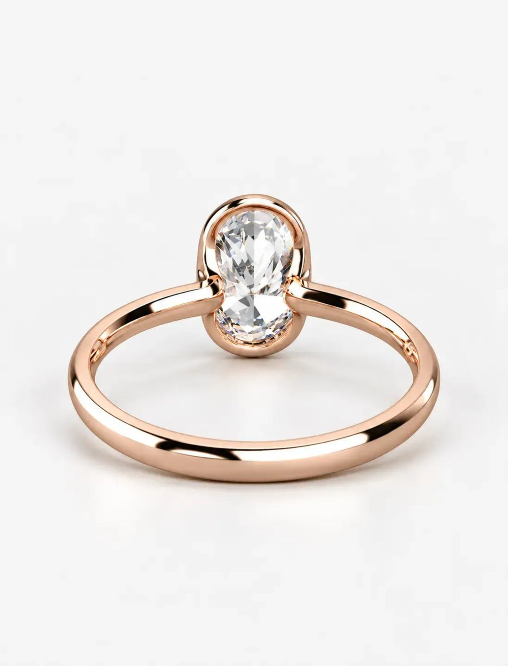 IGI Certified Lab-Grown Modern Minimalist Oval Bezel Solitaire Engagement Ring in Gold & Platinum