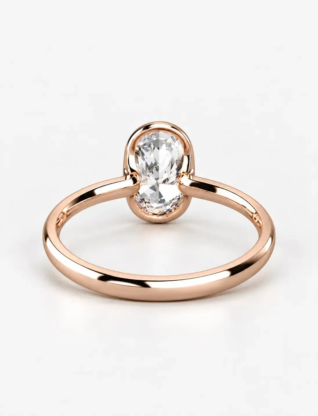 IGI Certified Lab-Grown Modern Minimalist Oval Bezel Solitaire Engagement Ring in Gold & Platinum