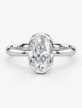 IGI Certified Lab-Grown Modern Minimalist Oval Bezel Solitaire Engagement Ring in Gold & Platinum