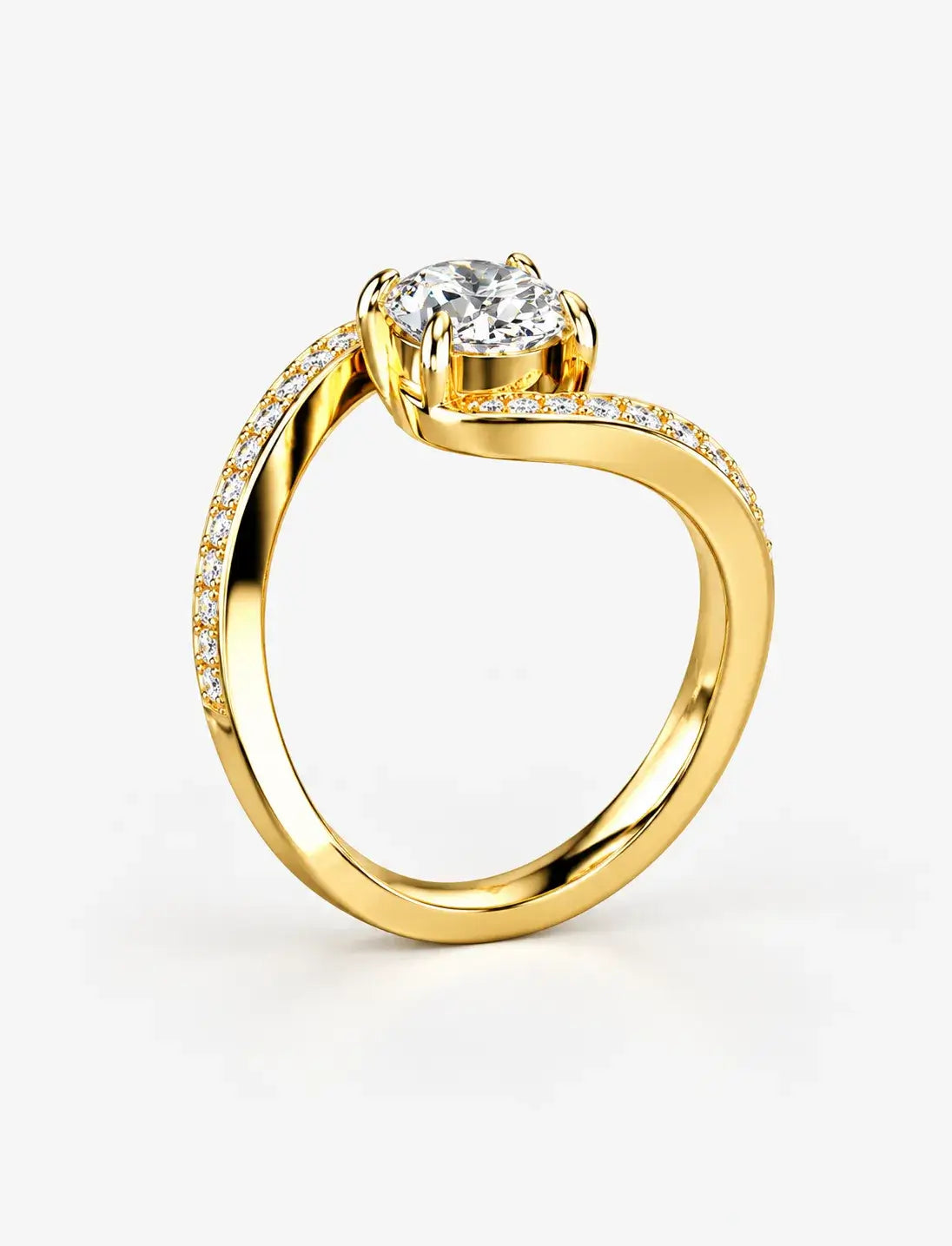 IGI Certified Lab Grown Oval Cut Diamond Infinity Bypass Pavé Engagement Ring in Gold & Platinum