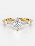 IGI Certified Lab Grown Oval Cut Diamond Solitaire Ring with Alternating Marquise & Round Accent Band in Gold & Platinum