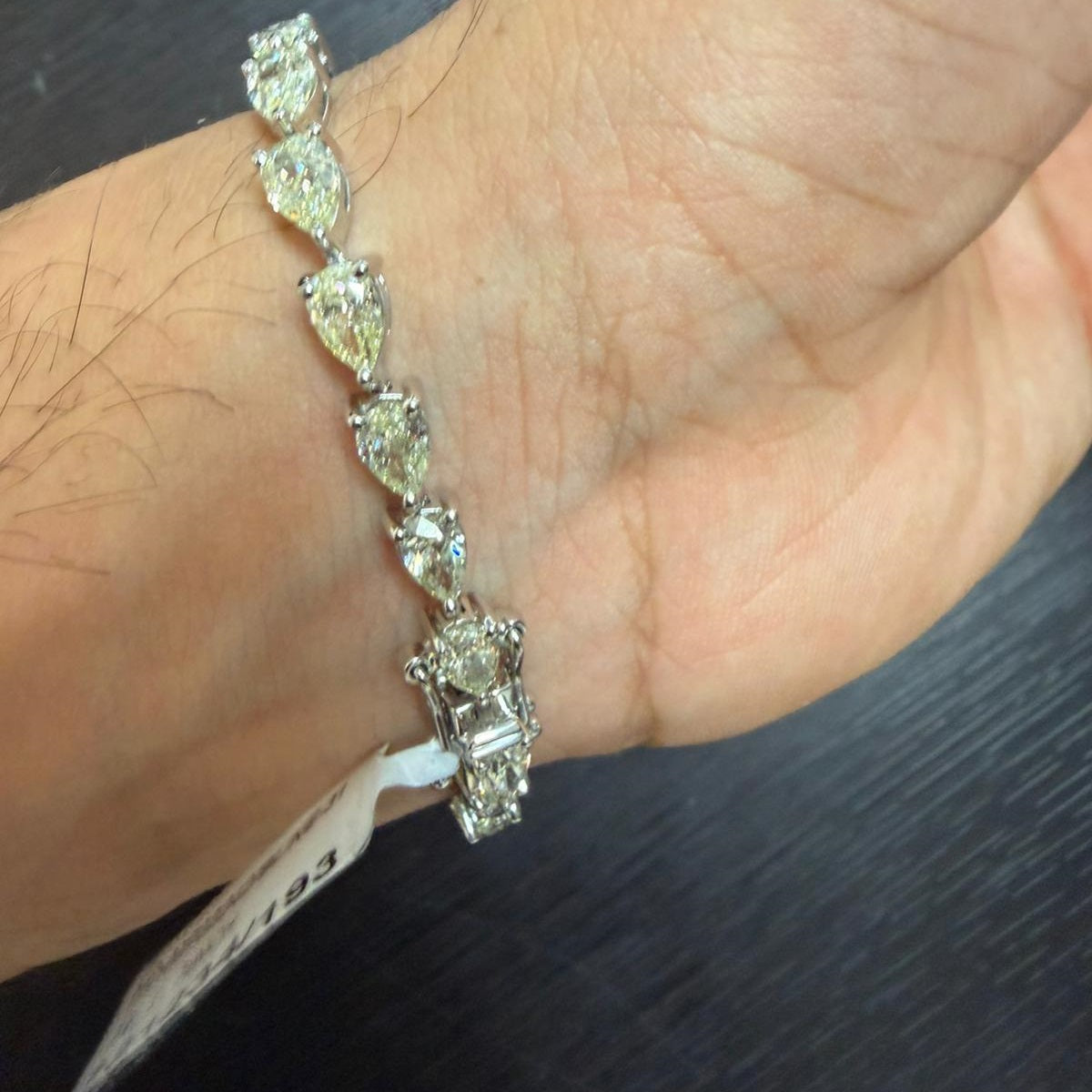 100% Natural Pear Diamond  12.50 Carat Claw Setting Tennis Bracelet Platinum