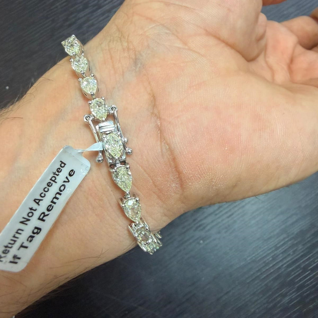 100% Natural Pear Diamond  12.50 Carat Claw Setting Tennis Bracelet Platinum